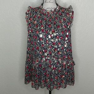 Kate Spade Red Gold Ruffled Blouse